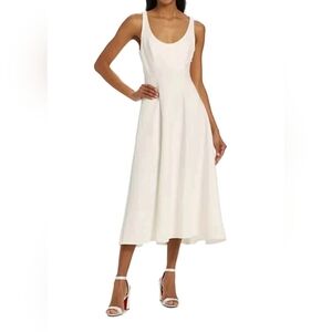 REFORMATION White Mikol Princess Seam Scoop-Neck Pleated A-Line Midi Size S